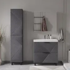 Volna Тумба с умывальником Geometry 80.2Y 9696 + Lake 80 (графит)
