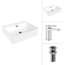 Умывальник Lauter 21478 + Cascade 21СК655C с донным клапаном 21190CH (хром)