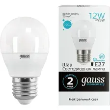 Лампа Gauss Elementary Шар E27 10W 4100К / 53220