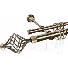 Карниз для штор АС ФОРОС Grace D25Г/16Г + наконечники Ажур 245 (2м, антик)