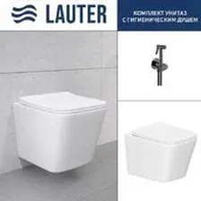 Унитаз подвесной Lauter Square с жестким сиденьем Soft Close 214903 + Breez 21GN7072BM (скрытое креп