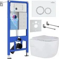 Унитаз подвесной Roxen Porto One Rimless 6 в 1 StounFix Dual Fresh 505547 (кнопка: белый глянец)