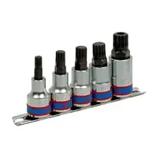 Набор торцевых насадок 1/2", SPLINE, М8-М16, 5 предметов KING TONY (4105PR)