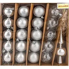 Елочная игрушка Miland С верхушкой НУ-3605 (21 шт, серебристый)