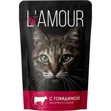 Влажный корм для кошек L'amour С говядиной в соусе (28x75г)