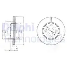 Тормозной диск DELPHI BG4053 вентилируемый , передняя ось