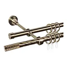Карниз для штор АС ФОРОС Grace D16K/16Г  наконечники Крис (2м, антик)