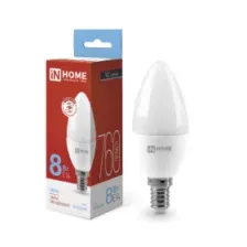 Лампа светодиодная E14 IN HOME LED-СВЕЧА-VC 8 Вт 6500К (4690612024806)
