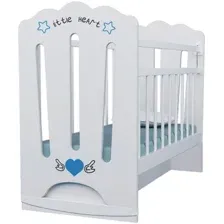 Классическая детская кроватка VDK Little Heart колесо-качалка с маятником (белый)