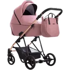Универсальная коляска BEBETTO Yoddi Premium Class 2в1 PC (05, розовая кожа/рама бронза)