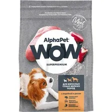 Корм "AlphaPet WOW Superpremium" для собак мелких пород, с индейкой и рисом, 7кг