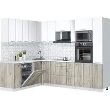 Готовая кухня Интерлиния Мила Лайт 1.896х2.68 (белый платинум/дуб серый/белый гранит)