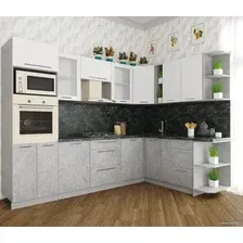 Готовая кухня Интерлиния Мила Пластик 1.88x2.8 правая (мрамор/белый глянец/кастилло темн)