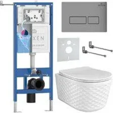 Унитаз подвесной Roxen Vine Tornado в комплекте с инсталляцией StounFix Dual Fresh 6 в 1 979003 (кно