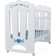 Детская кроватка VDK Little Heart колесо-качалка (белый)