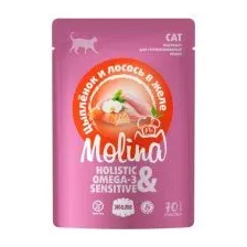 Molina Пауч для кошек (Цыплёнок и лосось в желе) 70 г