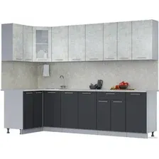Готовая кухня Интерлиния Мила 12x28 (бетон лайт/антрацит/опал светлый)