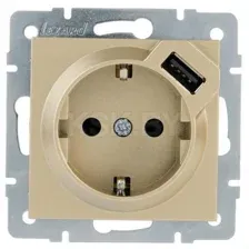 Розетка с/з + USB разъём золото Lezard VESNA 742-3688-181