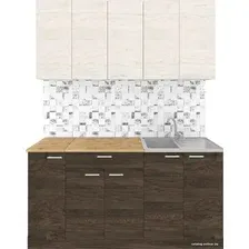 Готовая кухня Агута Альфа 1.5 (дуб темный/дуб светлый/дуб бунратти)