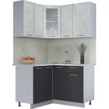 Готовая кухня Интерлиния Мила 12x13 (бетон лайт-антрацит-опал светлый)