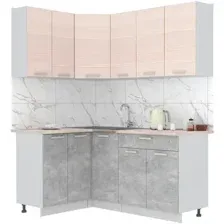 Готовая кухня Интерлиния Мила Лайт 1.2x1.8 (вудлайн кремовый-бетон-бискайская сосна)