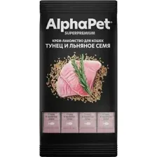 Крем-лакомство AlphaPet для кошек с тунцом и льняным семенем, Superpremium, 48 г