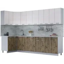 Готовая кухня Интерлиния Мила Лайт 1.2x3.0 (вудлайн кремовый/дуб веллингтон/серый каспий)