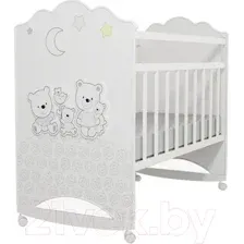 Детская кроватка VDK Unica Happy Family Fornello колесо-качалка (ламинированное дсп, Bianco)
