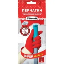 Перчатки хозяйственные Komfi BICOIRA3 Латексные сверхпрочные (L, белый/красный)