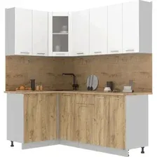Готовая кухня Интерлиния Мила 12x20 (белый платинум/дуб золотой/дуб бунратти)