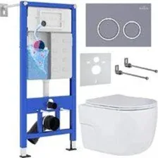 Унитаз подвесной Roxen Porto в комплекте с инсталляцией StounFix Dual Fresh 6 в 1 966078 (кнопка: се