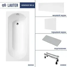Ванна Lauter Haven 170 21202007 (с ножками, серым подголов, белым лиц. и торц. экранами)