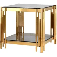 Журнальный столик Stool Group Гэтсби 55x55 EET-027-TG-1 (стекло smoke/сталь золото)