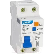Дифференциальный автомат Chint NXBLE-63Y 1PN 16А (С) 10mA 4.5kA тип АС / 105524