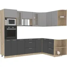 Готовая кухня Интерлиния Мила 1.68x2.6 правая без столешницы (серебристый/антрацит)