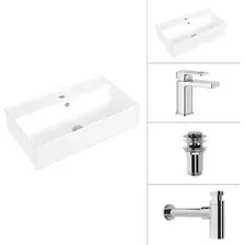 Умывальник Lauter 21855 + Cascade 21СК655C + сифон 21635CH + донный клапан 21190CH (хром)