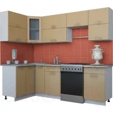 Готовая кухня Интерлиния Мила Gloss 60-12x25 (капучино глянец)