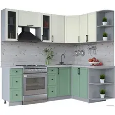 Готовая кухня Интерлиния Тренд 1.5x2.2 правая (мята/белый/бискайская сосна)
