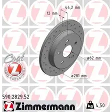 Тормозной диск ZIMMERMANN 590.2829.52 полный, перфорированный , задняя ось