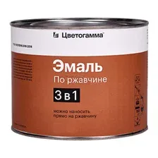 Эмаль алкидно-уретановая ЦВЕТОГАММА по ржавчине 3 в 1 желтая 1,8 кг