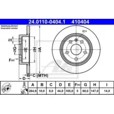 Тормозной диск ATE 24.0110-0404.1 полный , задняя ось