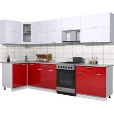 Готовая кухня Интерлиния Мила Gloss 60-12x31 (белый/красный глянец)