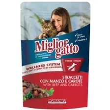 Пресервы MigliorGatto Strips Beef and Carrots 100 г