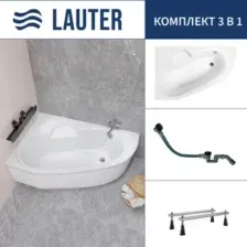 Ванна акриловая Lauter Valencia 150x100 / 2102150L (с ножками и сифоном 21Y32001 матовый черный)