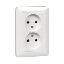 Розетка 2-ая без заземления, без шторок ХИТ бел. 16А арт. RS16-235-B