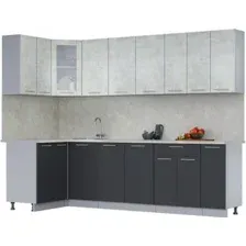 Готовая кухня Интерлиния Мила 12x27 (бетон лайт-антрацит-опал светлый)