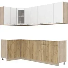 Готовая кухня Интерлиния Мила 12x25 без столешницы (белый платинум/дуб золотой)