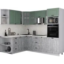 Готовая кухня Интерлиния Мила Деко 1.88x2.4 LV (керамика/мята/опал светлый)