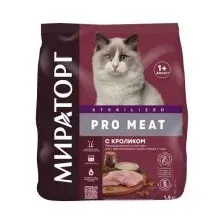 Корм Мираторг для стерилизованных кошек старше 1 года, с кроликом, Pro Meat, 1,5 кг