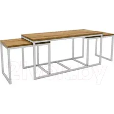 Журнальный столик Hype Mebel Трио 40x100-200 (белый/дуб галифакс олово)